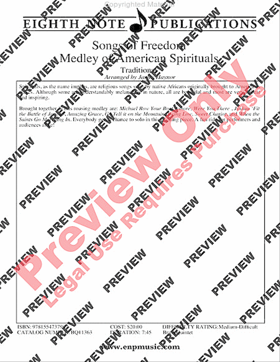 Songs of Freedom Songs of Freedom Brass Quintet scores gallery preview page 2