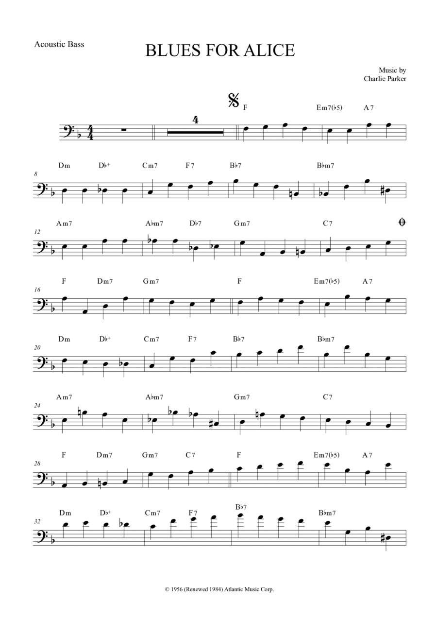 Blues For Alice Double Bass scores gallery preview page 1