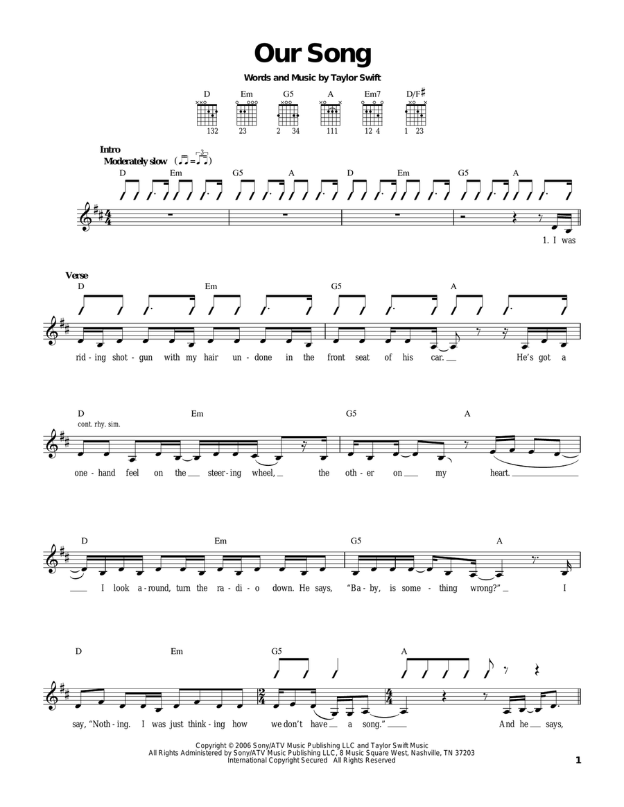 Our Song Acoustic Guitar scores gallery preview page 1