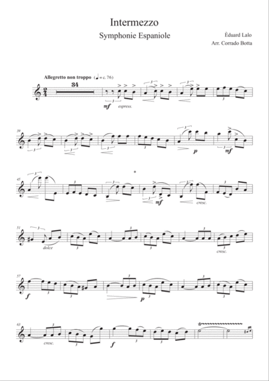 Intermezzo, Edouard Lalo Symphonie Espagnole Flute Solo scores gallery preview page 1