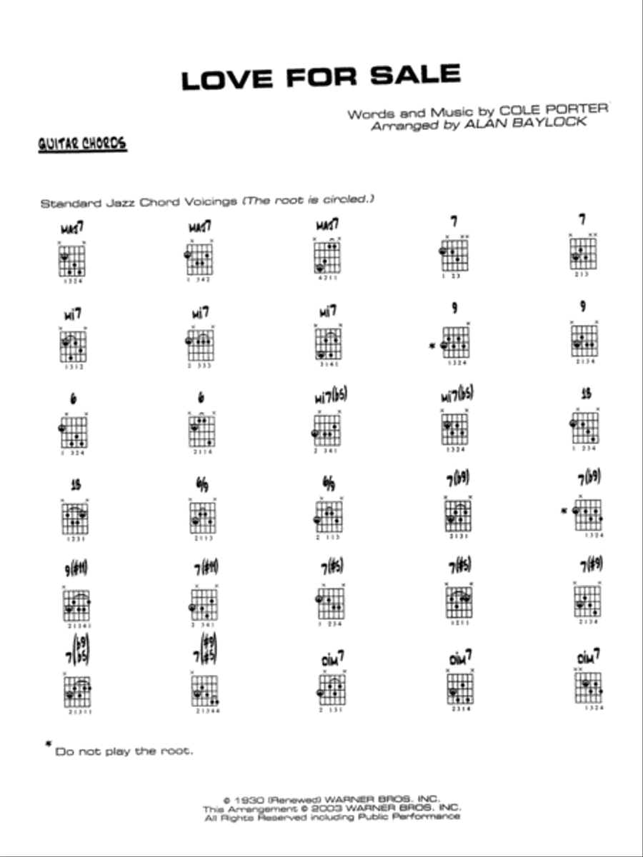 Love for Sale: Guitar Chords Jazz Ensemble scores gallery preview page 1