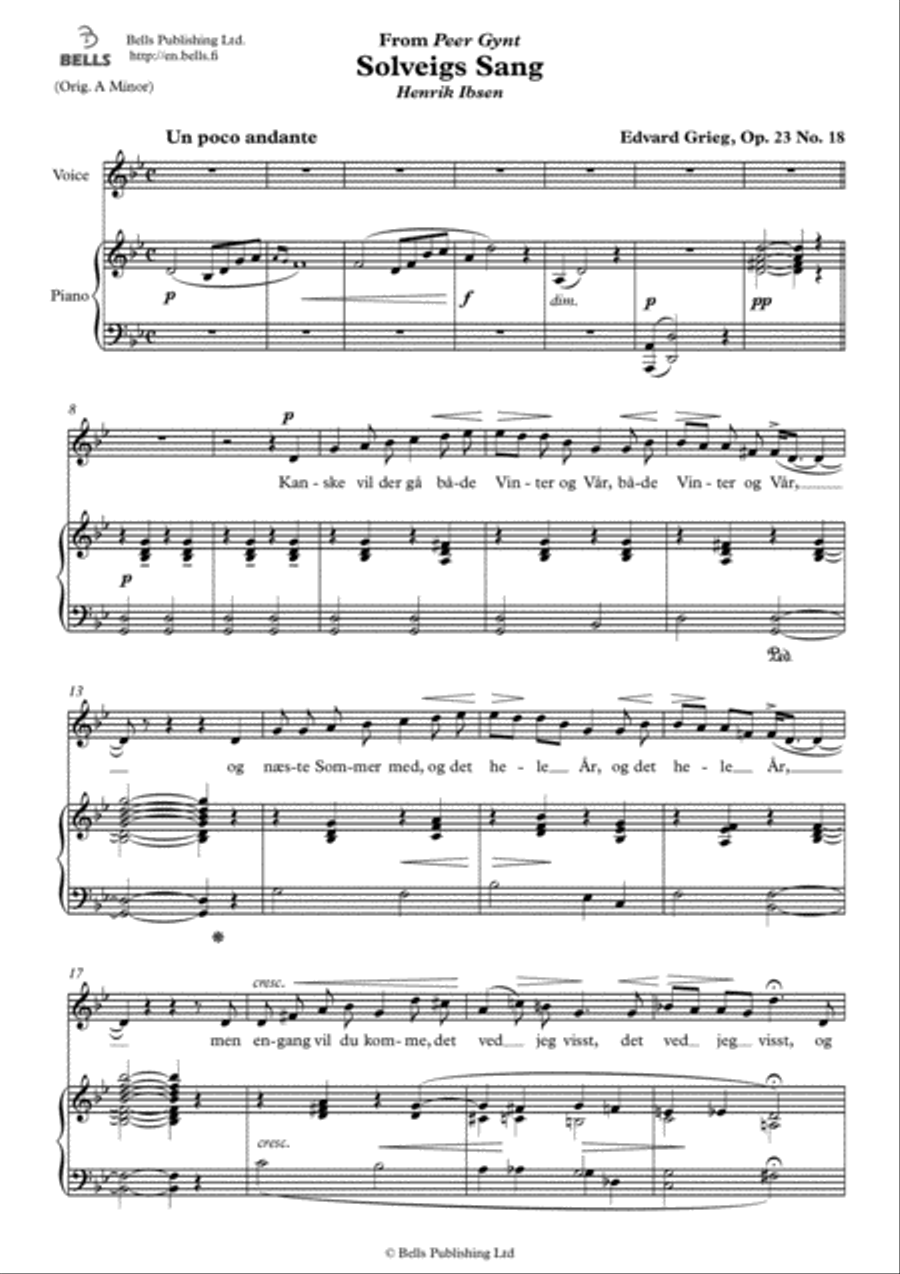 Solveigs Sang, Op. 23 No. 18 (G minor) Voice Solo scores gallery preview page 1