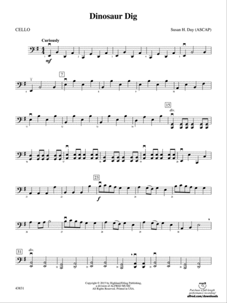 Dinosaur Dig: Cello Dinosaur Dig: Cello String Orchestra scores gallery preview page 1