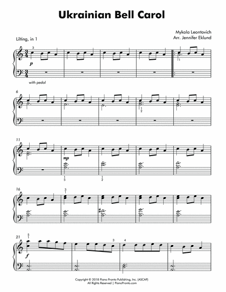 Ukrainian Bell Carol (Easy Piano Solo) image number null