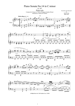 Book cover for Mozart - Piano Sonata No.14 in C minor K 457 - Complete score