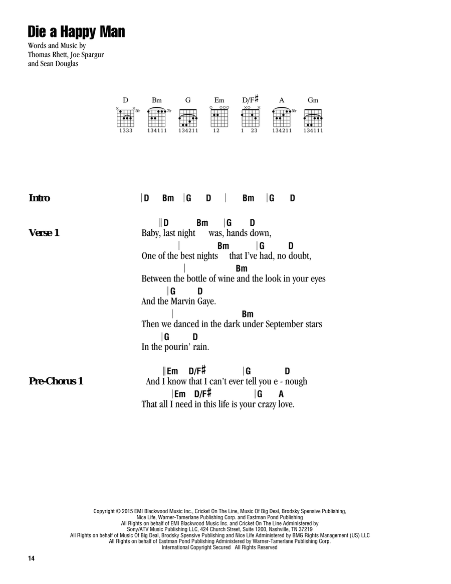 Die A Happy Man Acoustic Guitar scores gallery preview page 1