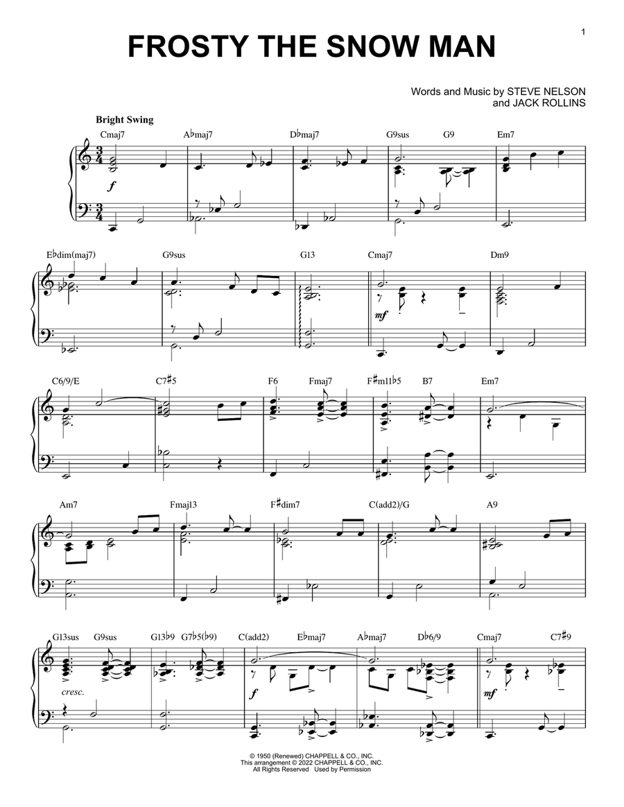 Frosty The Snow Man [Jazz version] (arr. Brent Edstrom) Piano Solo scores gallery preview page 1