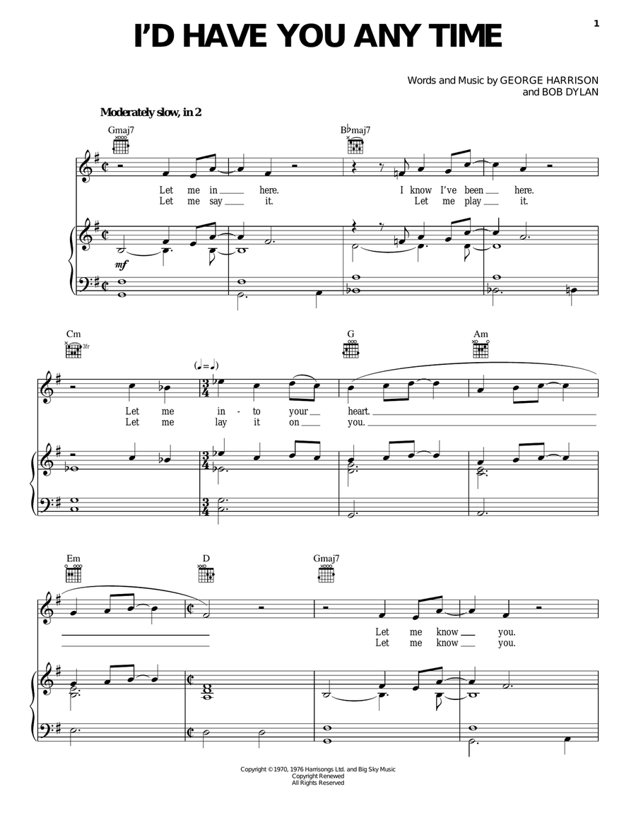 I'd Have You Any Time I'd Have You Any Time Piano, Vocal, Guitar scores gallery preview page 1