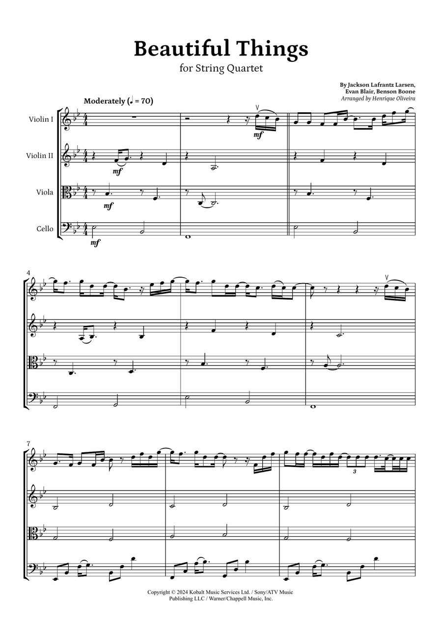 Beautiful Things String Quartet scores gallery preview page 1