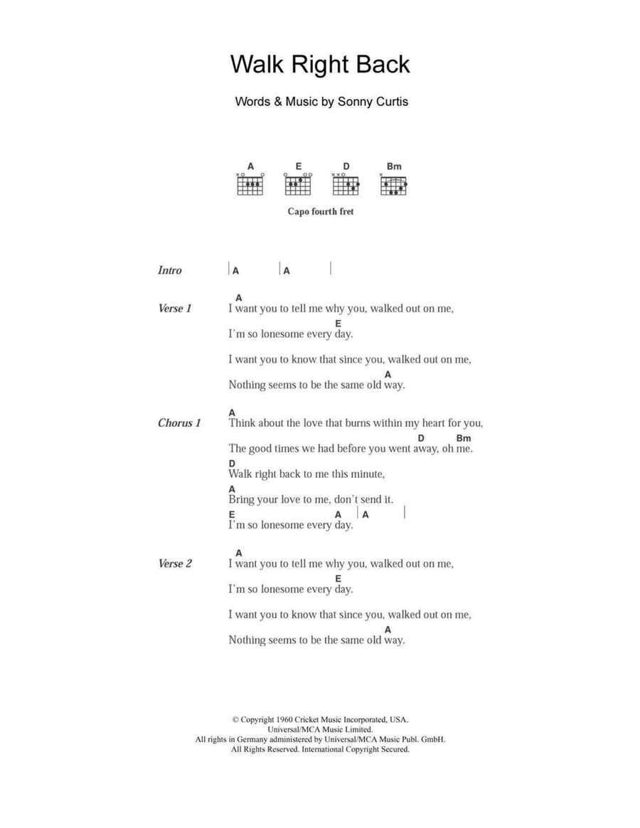 Walk Right Back Walk Right Back Acoustic Guitar scores gallery preview page 1