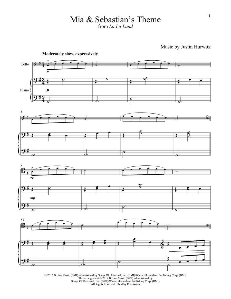 Mia & Sebastian's Theme (from La La Land) Piano scores gallery preview page 1