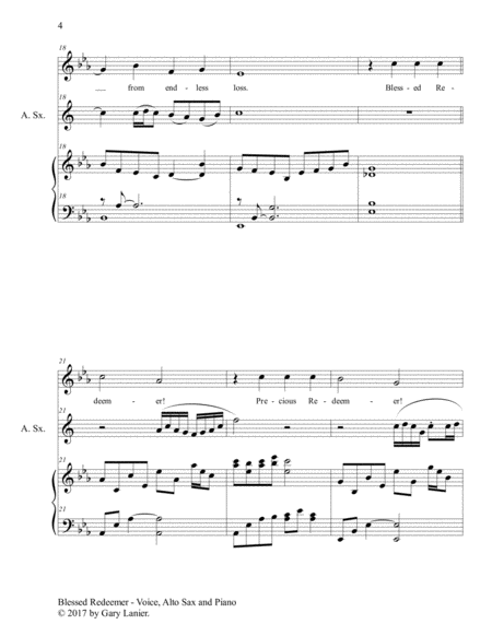 BLESSED REDEEMER(Voice, Alto Sax & Piano with Score/Parts) image number null