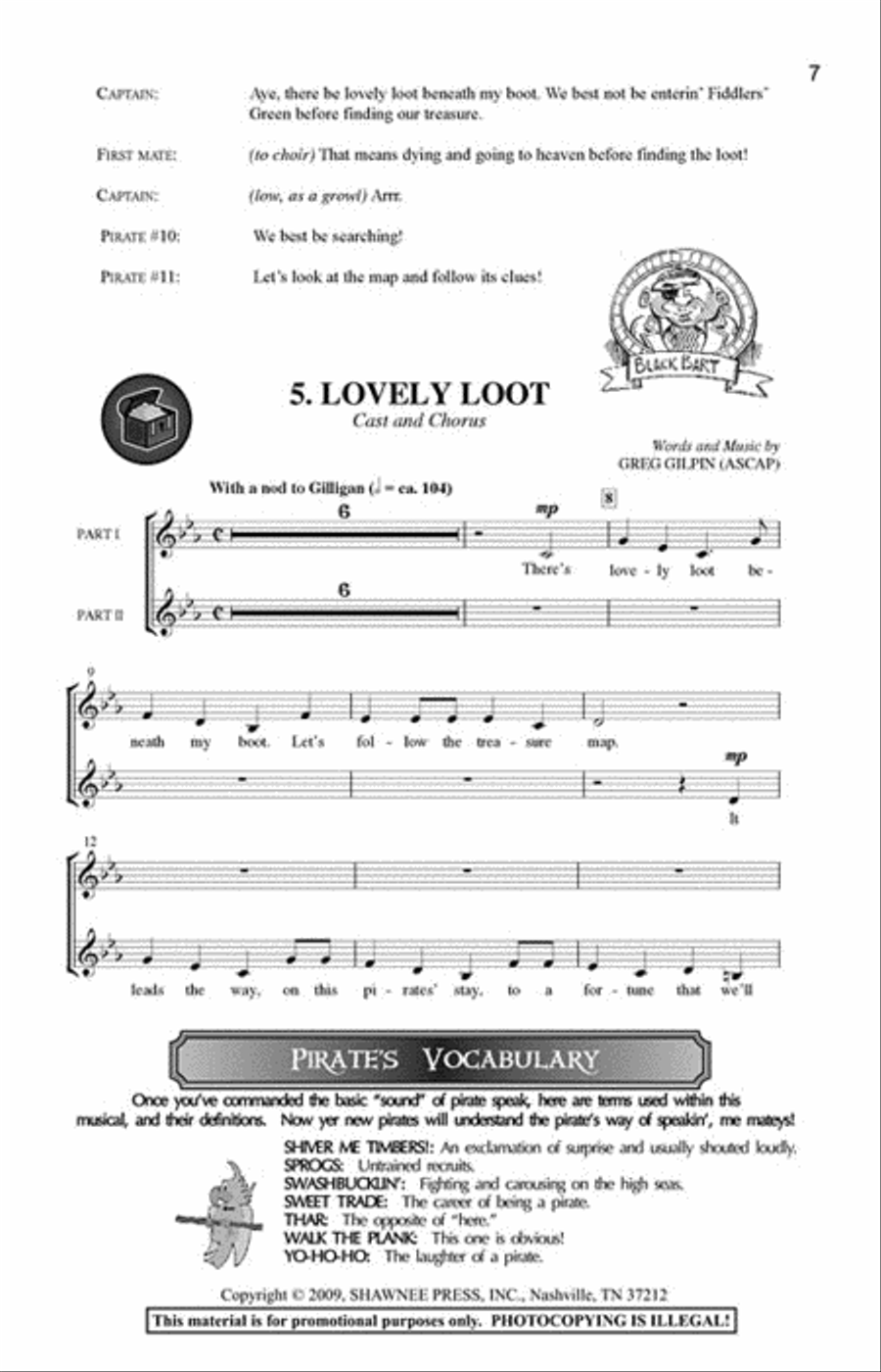 How to Be a Pirate in Seven Easy Songs Choir scores gallery preview page 5