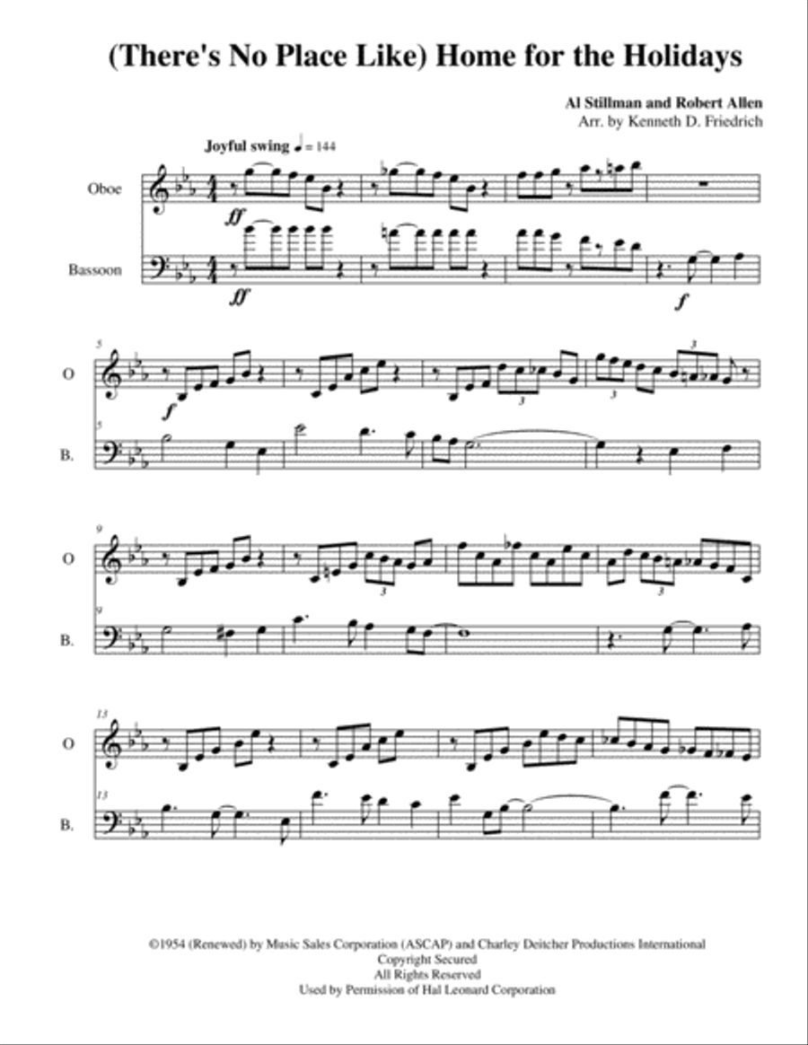 (There's No Place Like) Home For The Holidays Woodwind Duet scores gallery preview page 1