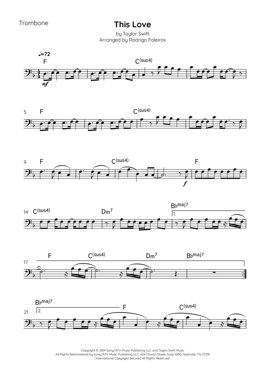 This Love Trombone Solo scores gallery preview page 1
