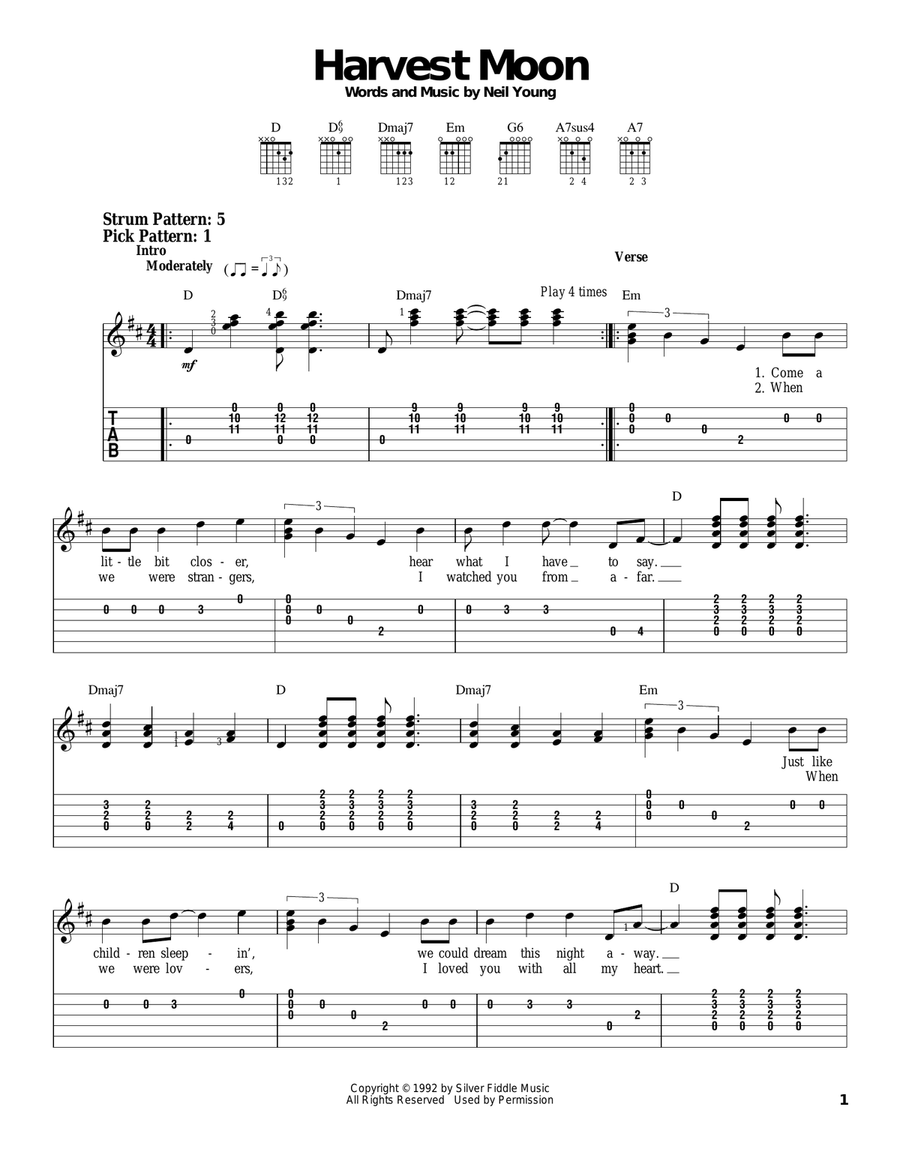 Harvest Moon Acoustic Guitar scores gallery preview page 1