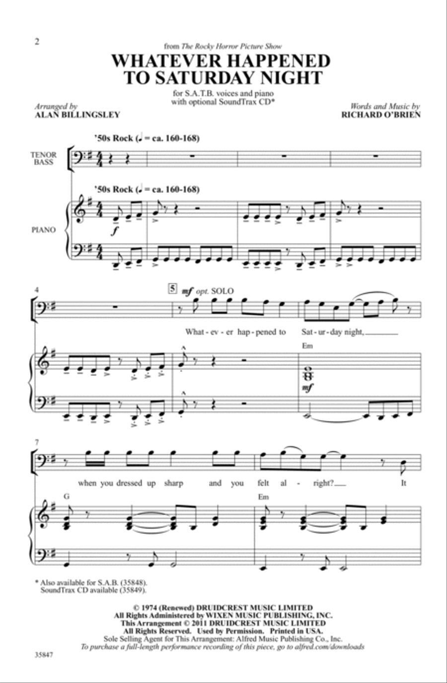 Whatever Happened to Saturday Night (from The Rocky Horror Picture Show) 4-Part scores gallery preview page 1