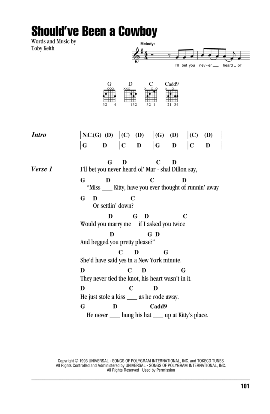 Should've Been A Cowboy Should've Been A Cowboy Acoustic Guitar scores gallery preview page 1