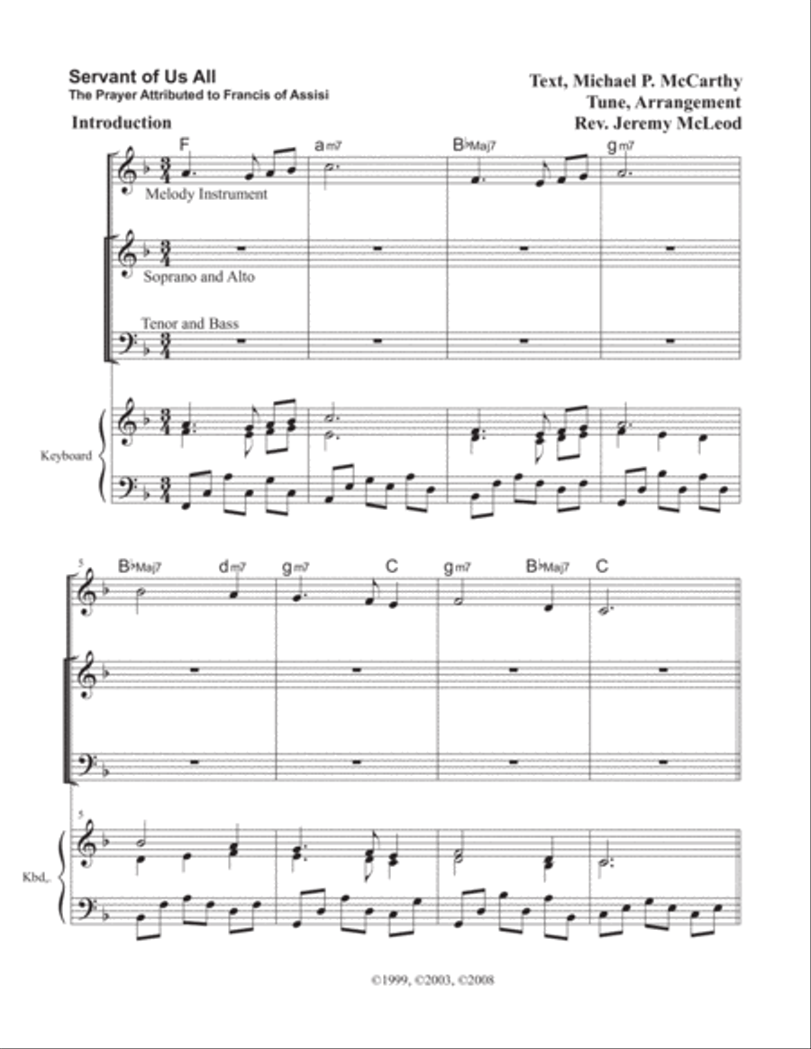 Servant of Us All, Lover of the World (The Prayer Attributed to Francis of Assisi) 4-Part scores gallery preview page 2
