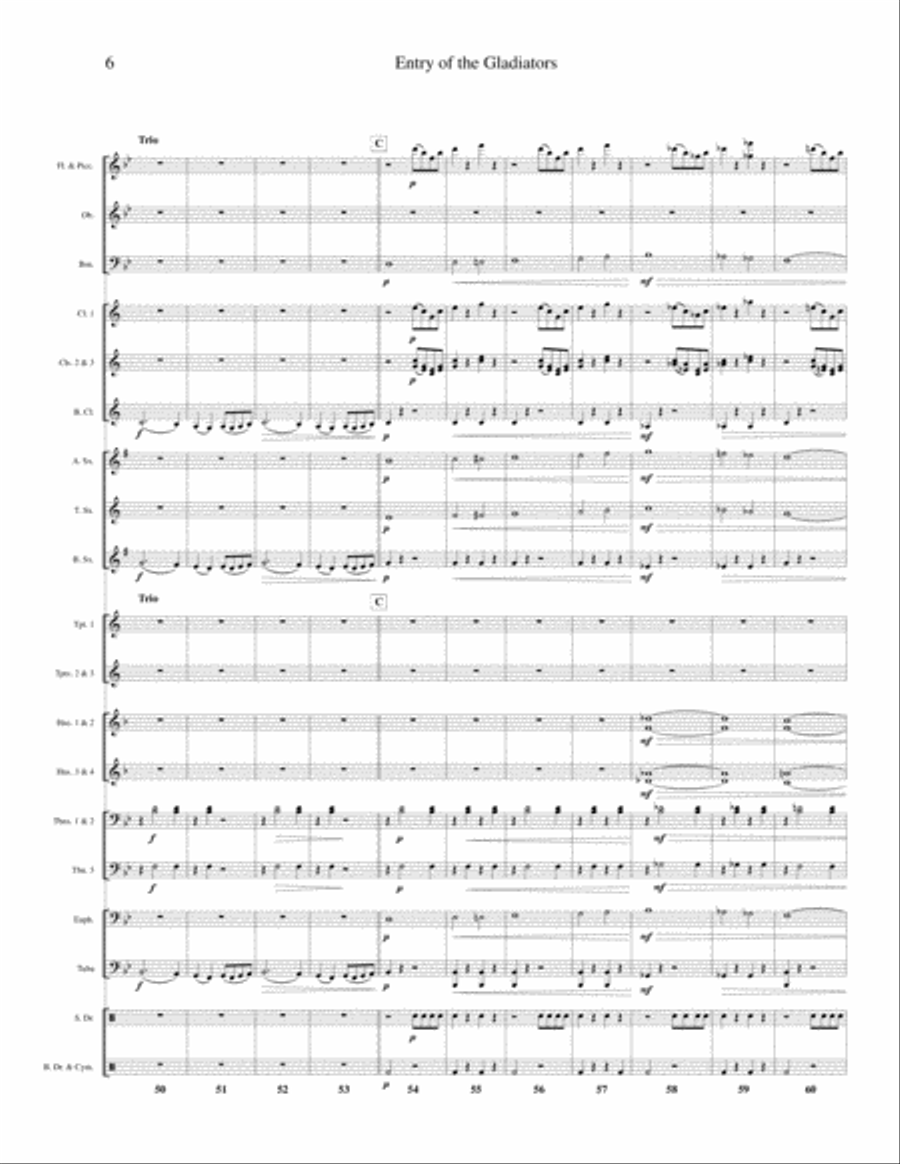 Julius Fucik - Entry of the Gladiators (Thunder and Blazes) for Wind Band Concert Band scores gallery preview page 6