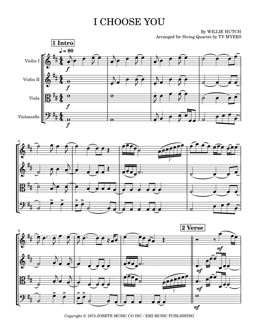 I Choose You String Quartet scores gallery preview page 1