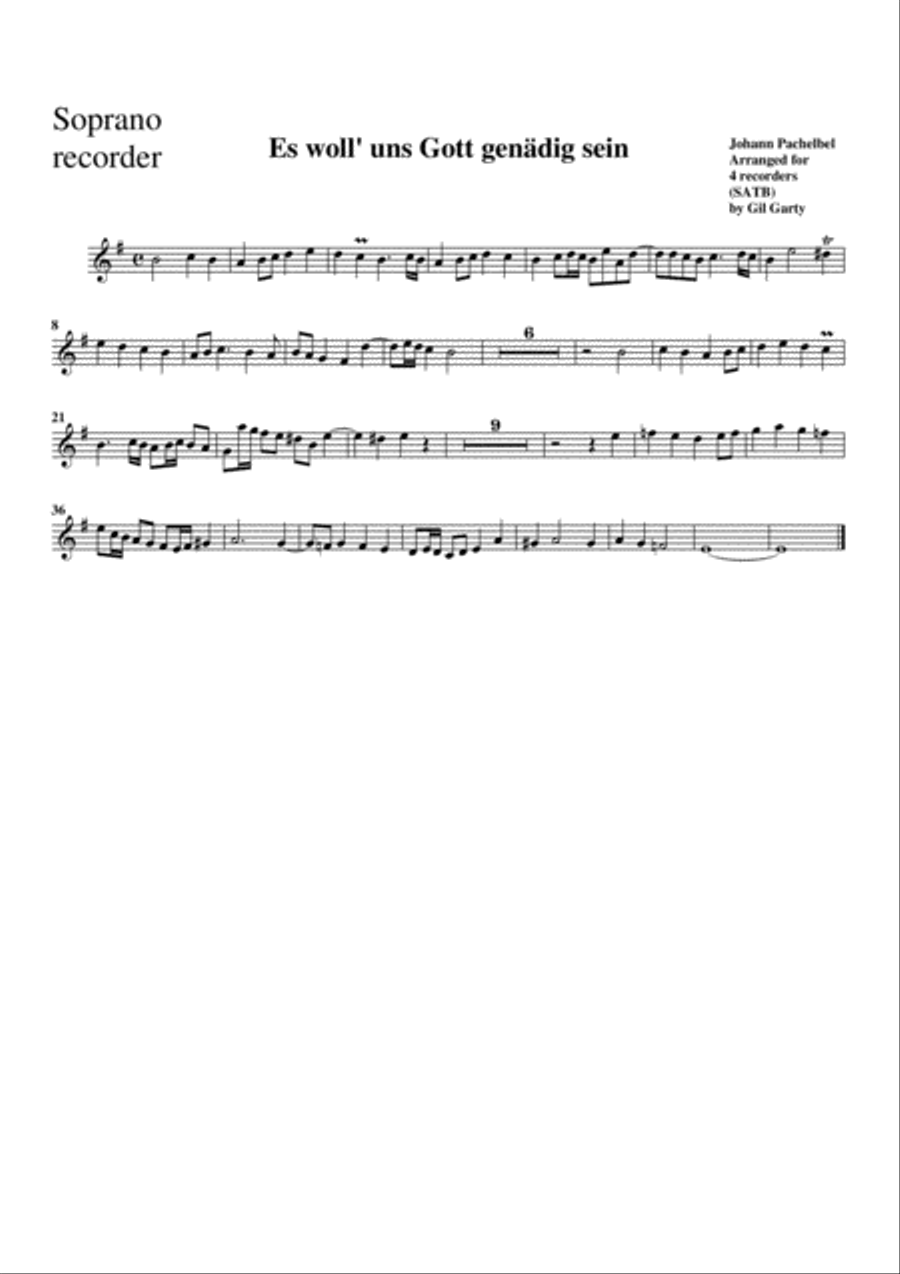 Es woll' uns Gott genaedig sein (no.2) (arrangement for 4 recorders) Recorder scores gallery preview page 4