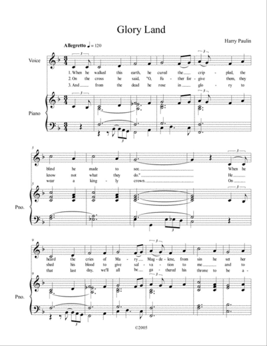 Glory Land Voice scores gallery preview page 1