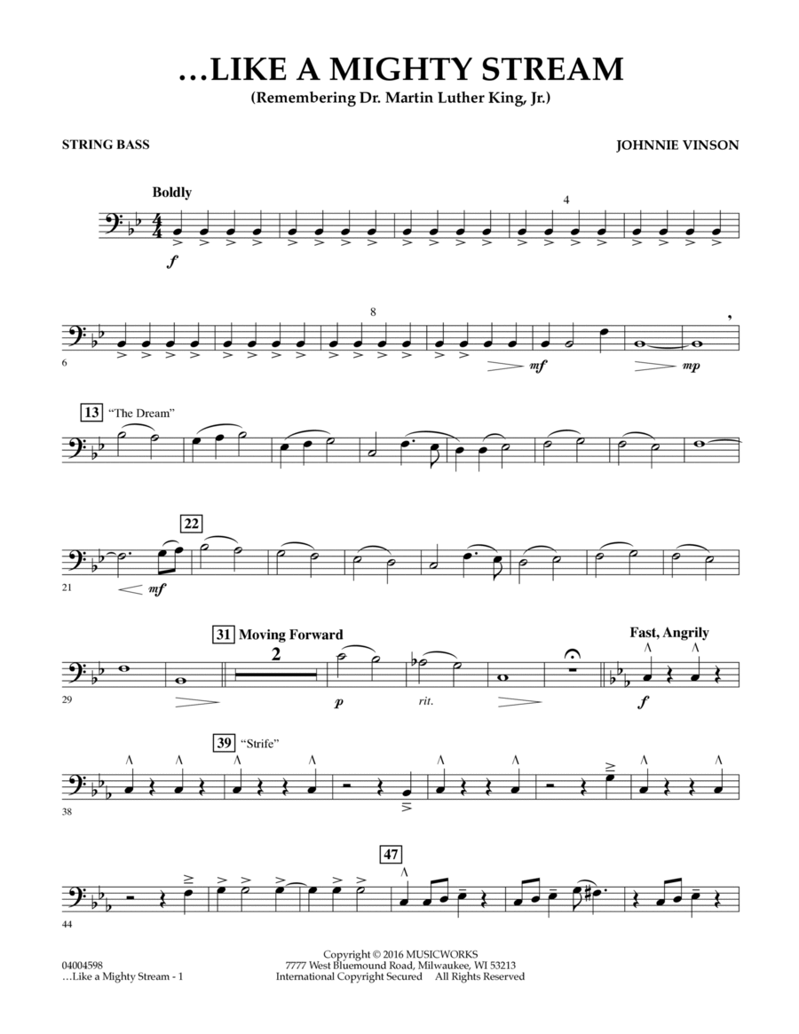 Like a Mighty Stream (for Concert Band and Narrator) - String Bass
