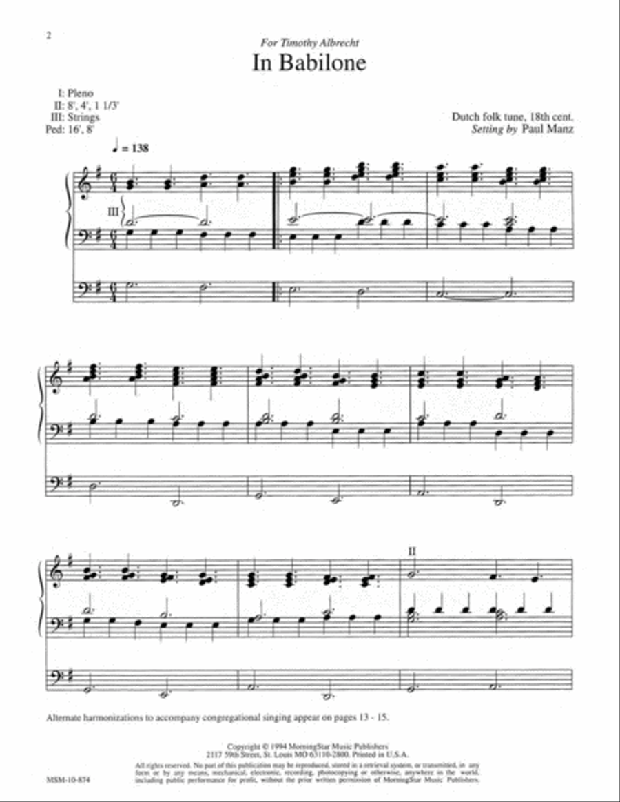 Prelude on In Babilone Organ scores gallery preview page 2