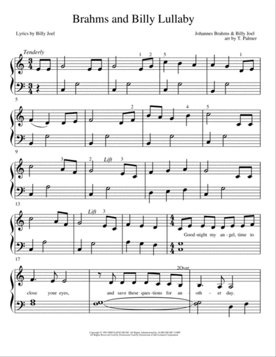 Lullabye (Goodnight, My Angel) Easy Piano scores gallery preview page 1