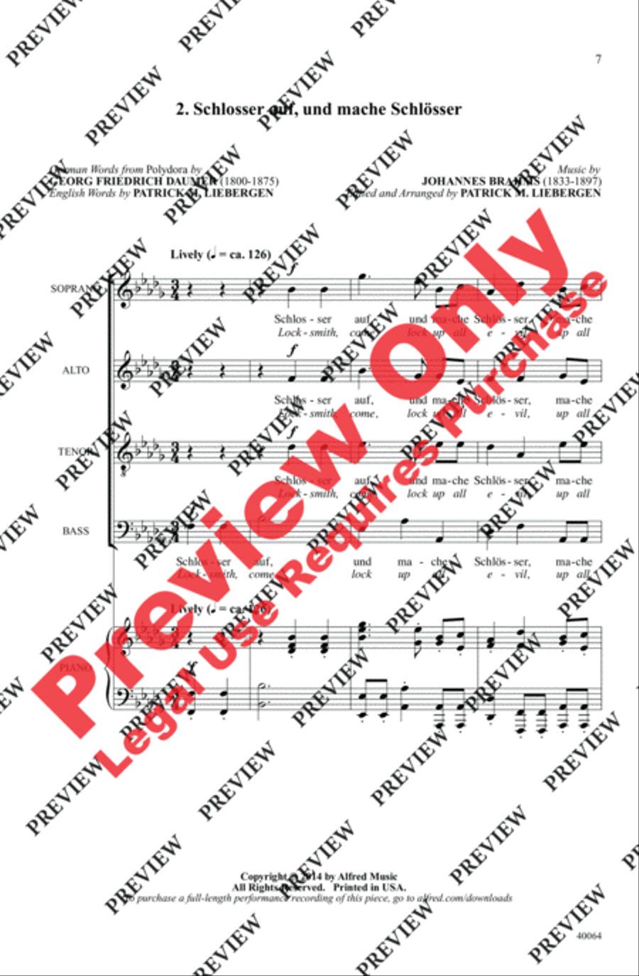 Three Liebeslieder Waltzes (from Liebeslieder Walzer, Opus 52) 4-Part scores gallery preview page 7