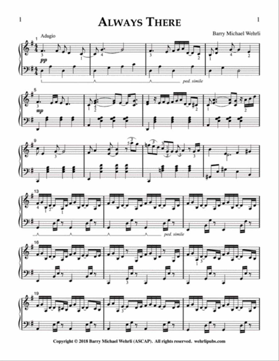 Always There Piano Solo scores gallery preview page 2