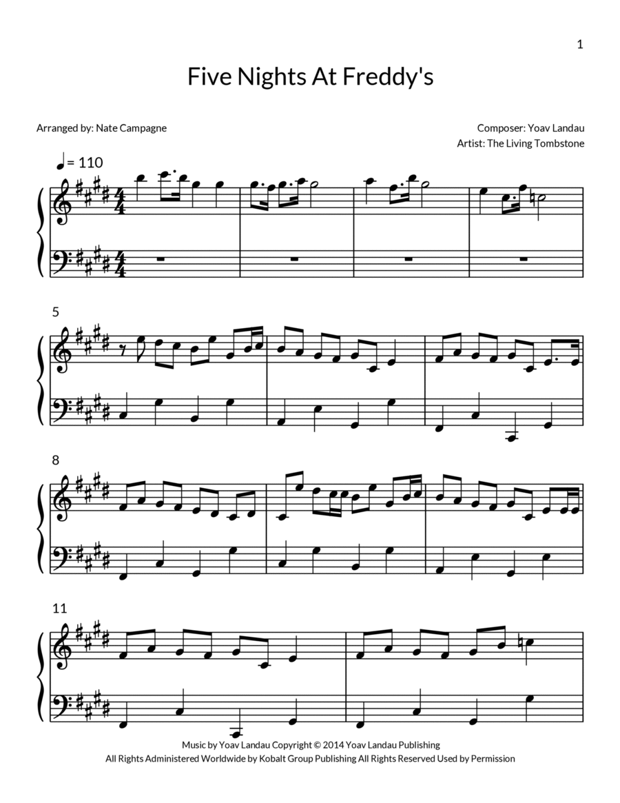 Five Nights At Freddy's Piano Solo scores gallery preview page 1