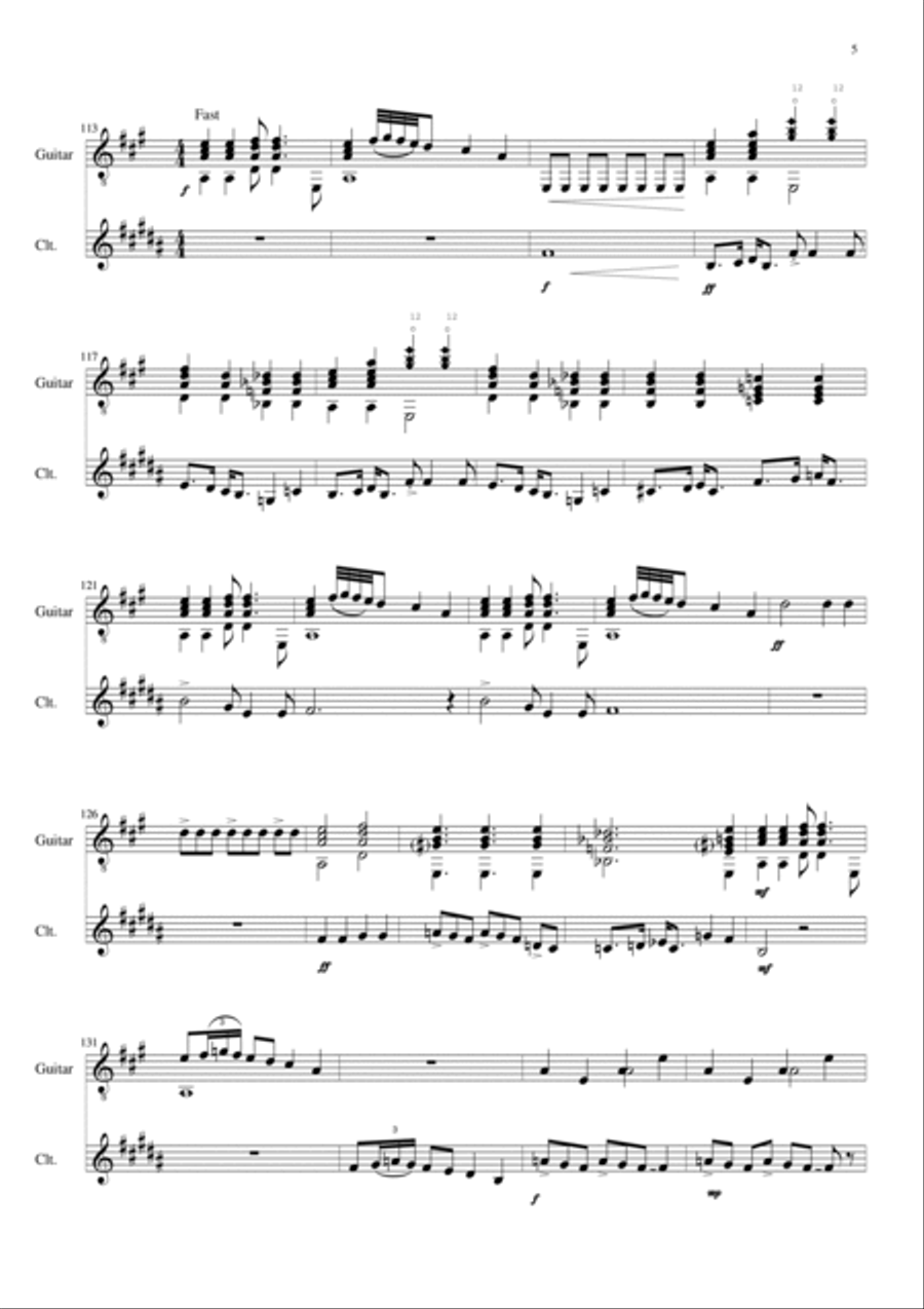 Bergamasca Variations for clarinet and guitar Clarinet scores gallery preview page 5