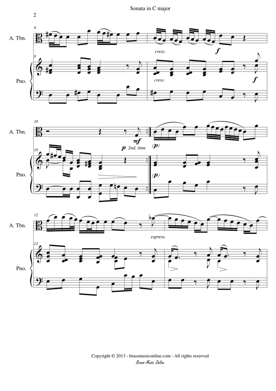 Sonata in C major Trombone Duet scores gallery preview page 2