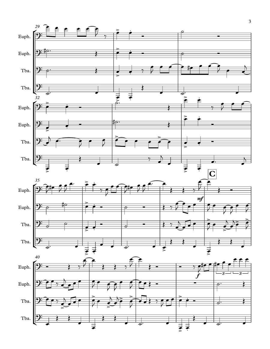 El Carretero (The cart driver): a Cuban guajira for Tuba Quartet Tuba Quartet scores gallery preview page 3