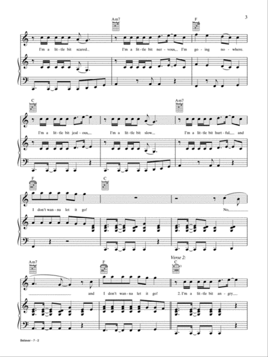 Believer Piano, Vocal, Guitar scores gallery preview page 2