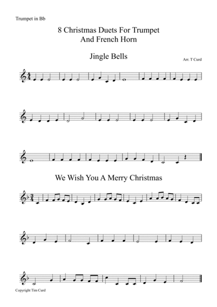 8 Christmas Duets For Trumpet in Bb and Horn in F image number null