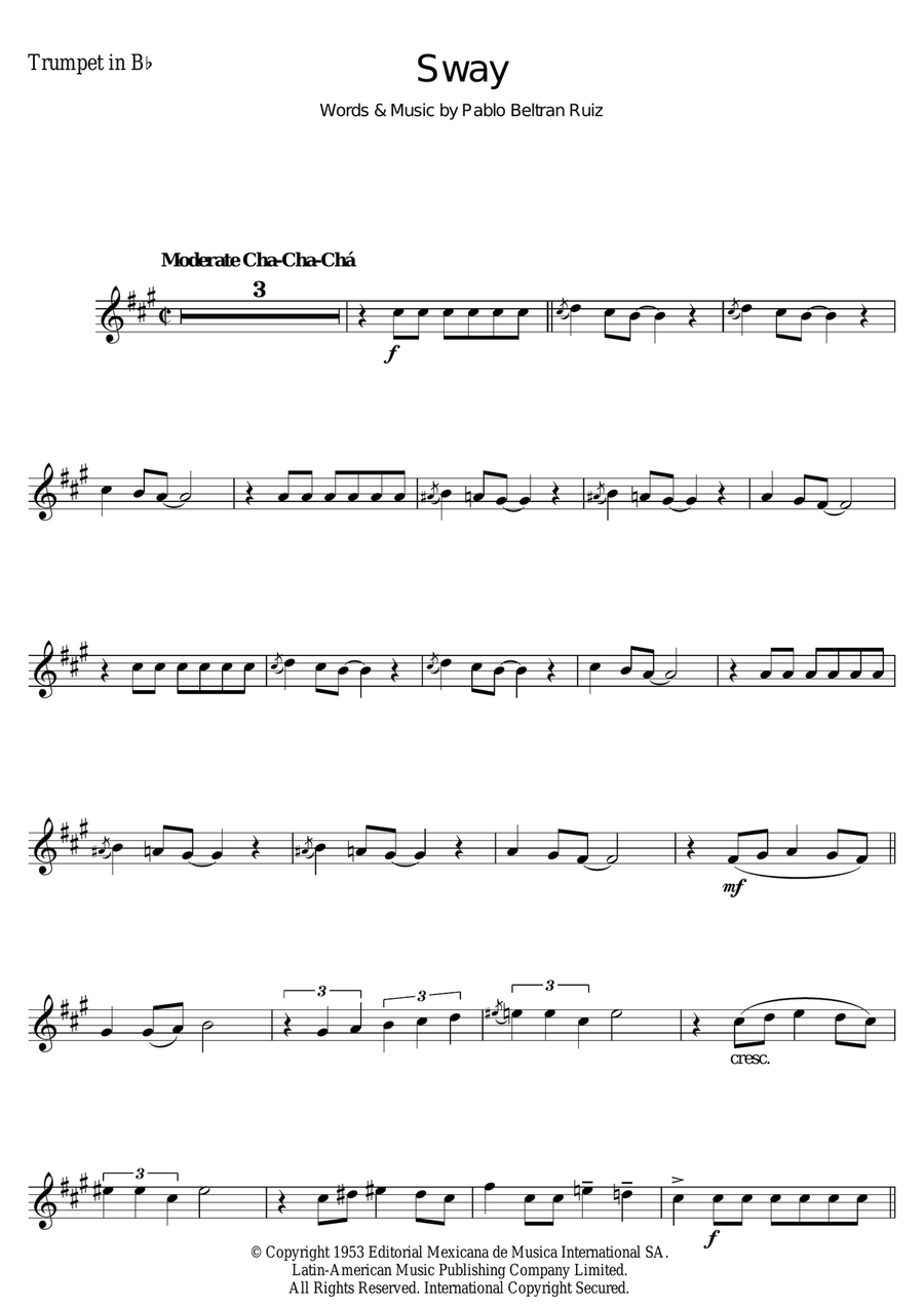 Sway (Quien Sera) Sway (Quien Sera) Trumpet Solo scores gallery preview page 1