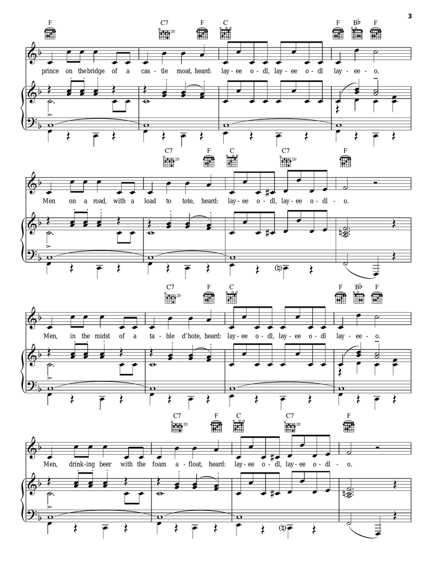 The Lonely Goatherd (from The Sound of Music) Piano, Vocal, Guitar scores gallery preview page 3
