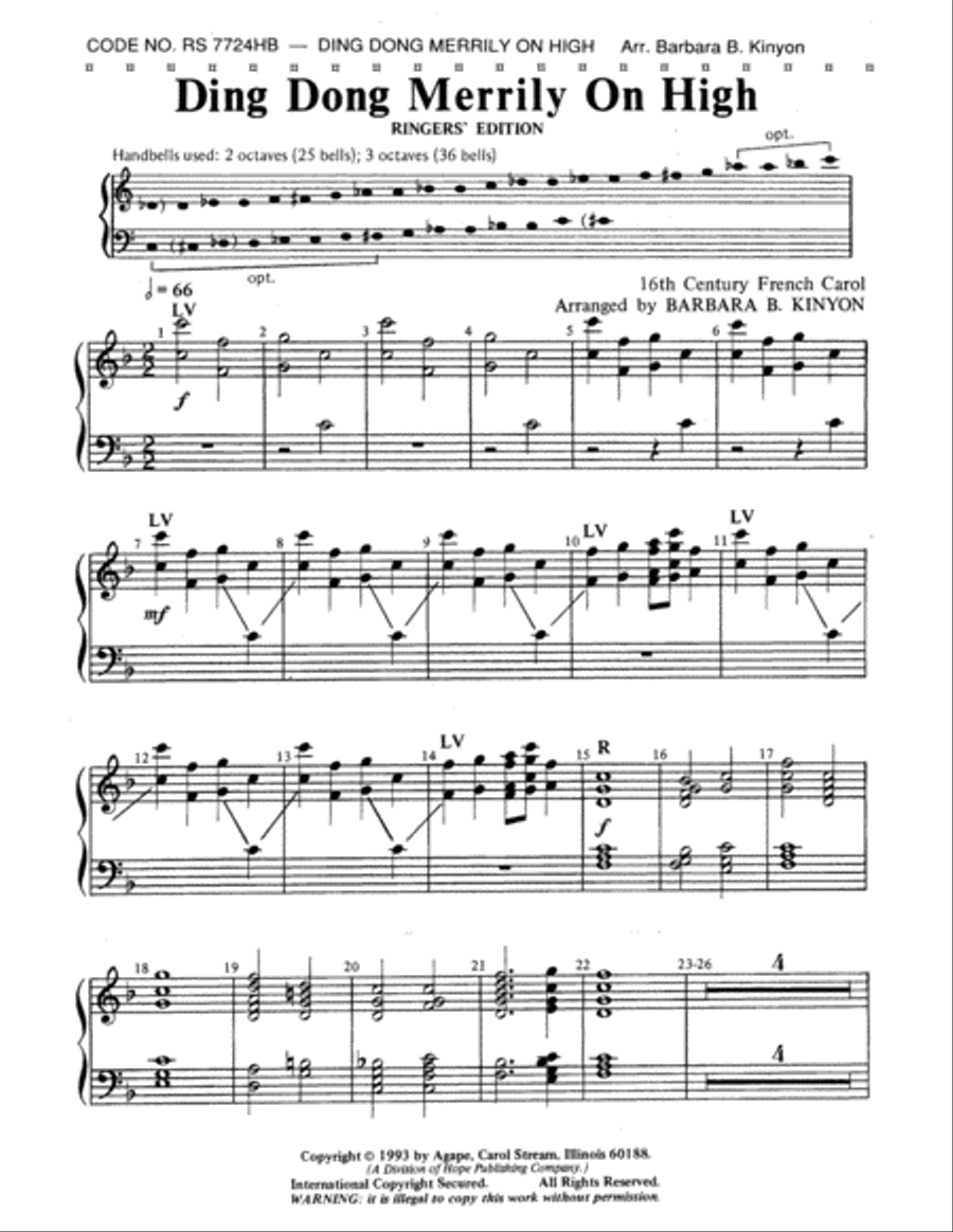 Ding, Dong, merrily on High Choir scores gallery preview page 1