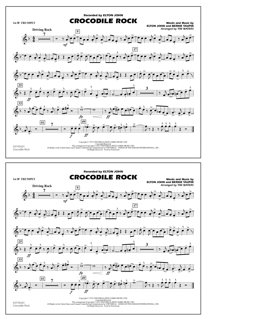 Crocodile Rock - 1st Bb Trumpet Marching Band scores gallery preview page 1