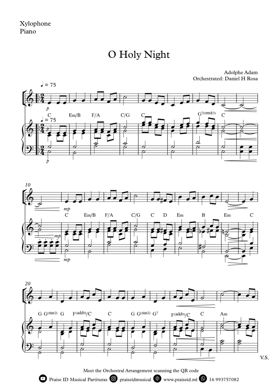 O Holy NIght - Christmas Carol - Xylophone Easy Piano scores gallery preview page 1