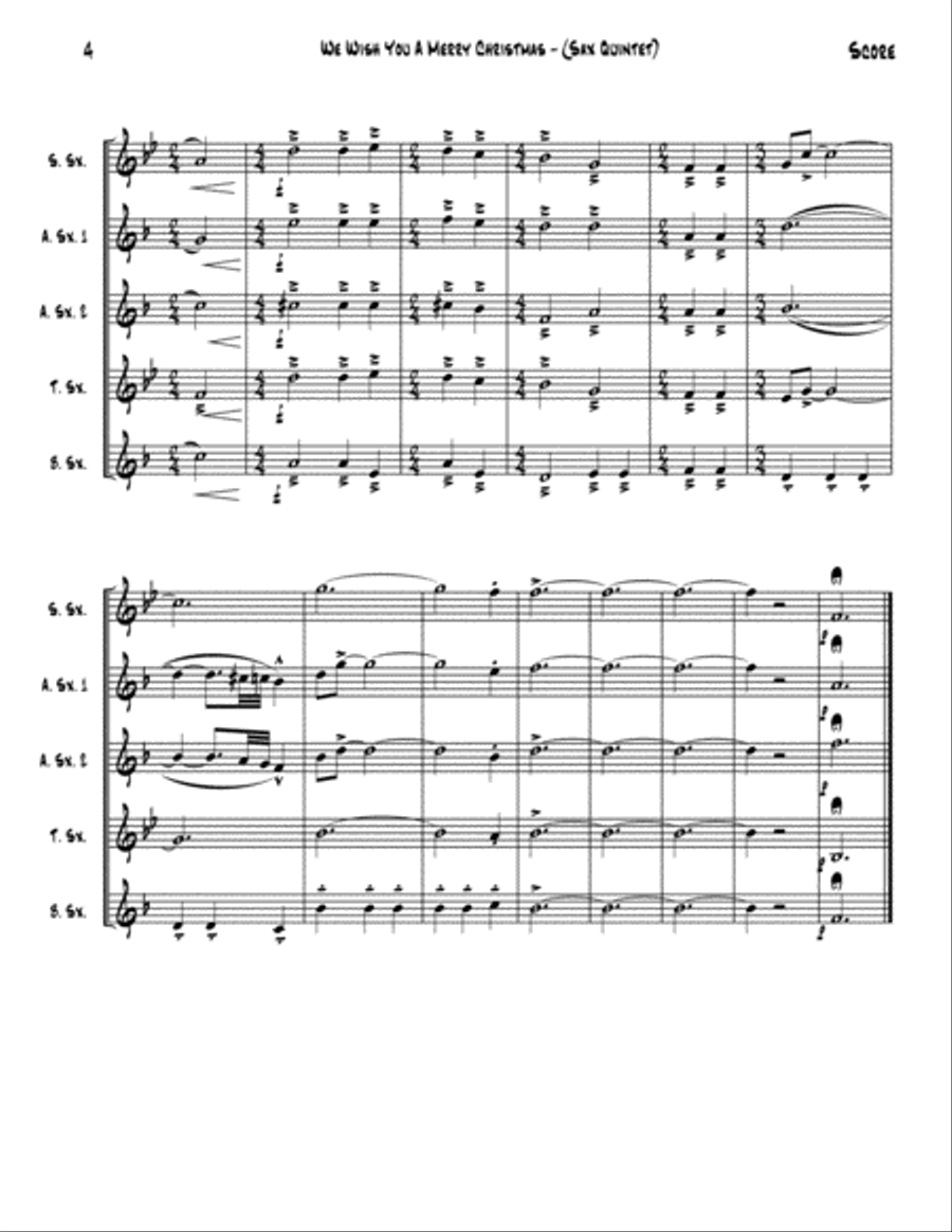 We Wish You A Merry Christmas Woodwind Quintet scores gallery preview page 5