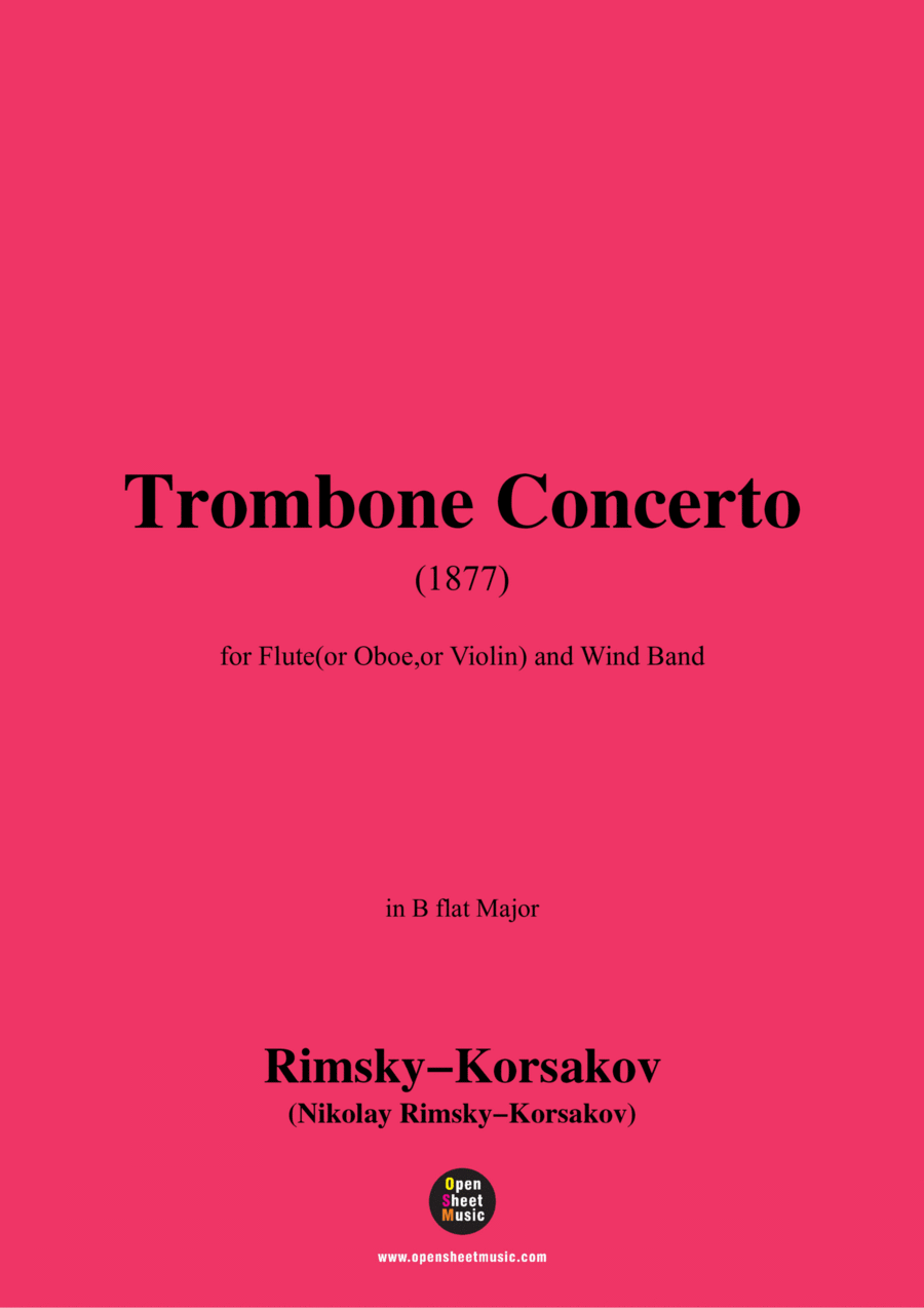 Rimsky-Korsakov-Trombone Concerto(1877),for Flute(or Oboe,or Violin) and Wind Band Concert Band scores gallery preview page 1