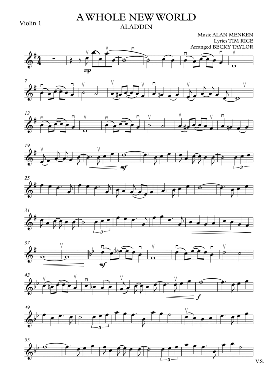 A Whole New World A Whole New World String Quartet scores gallery preview page 1
