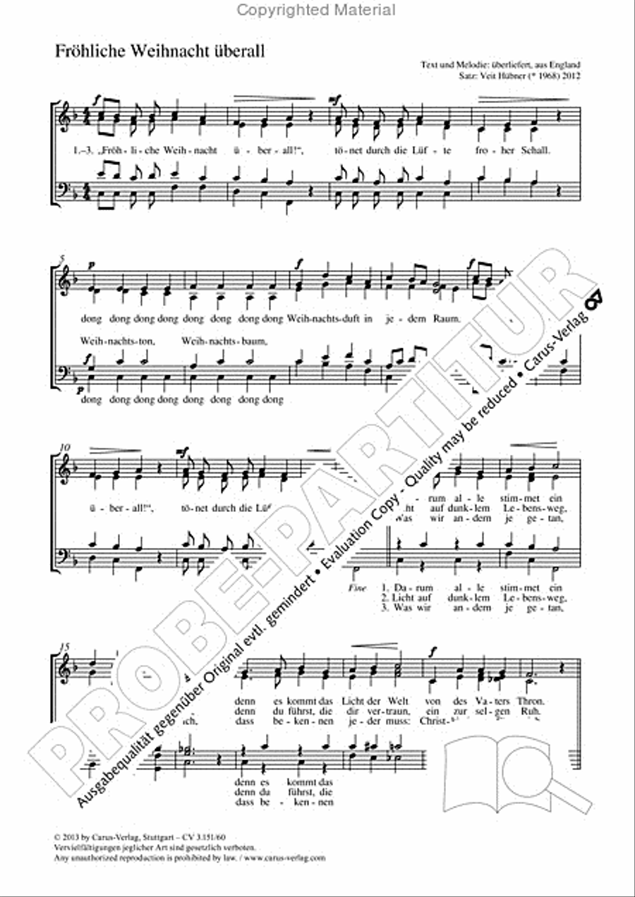 Frohliche Weihnacht uberall 4-Part scores gallery preview page 2