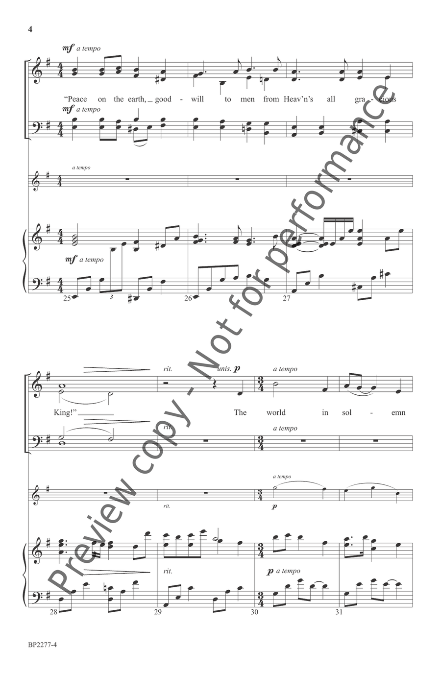 It Came Upon a Midnight Clear 4-Part scores gallery preview page 5