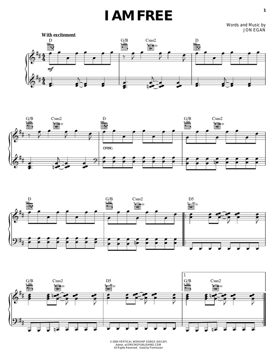 I Am Free Acoustic Guitar scores gallery preview page 1