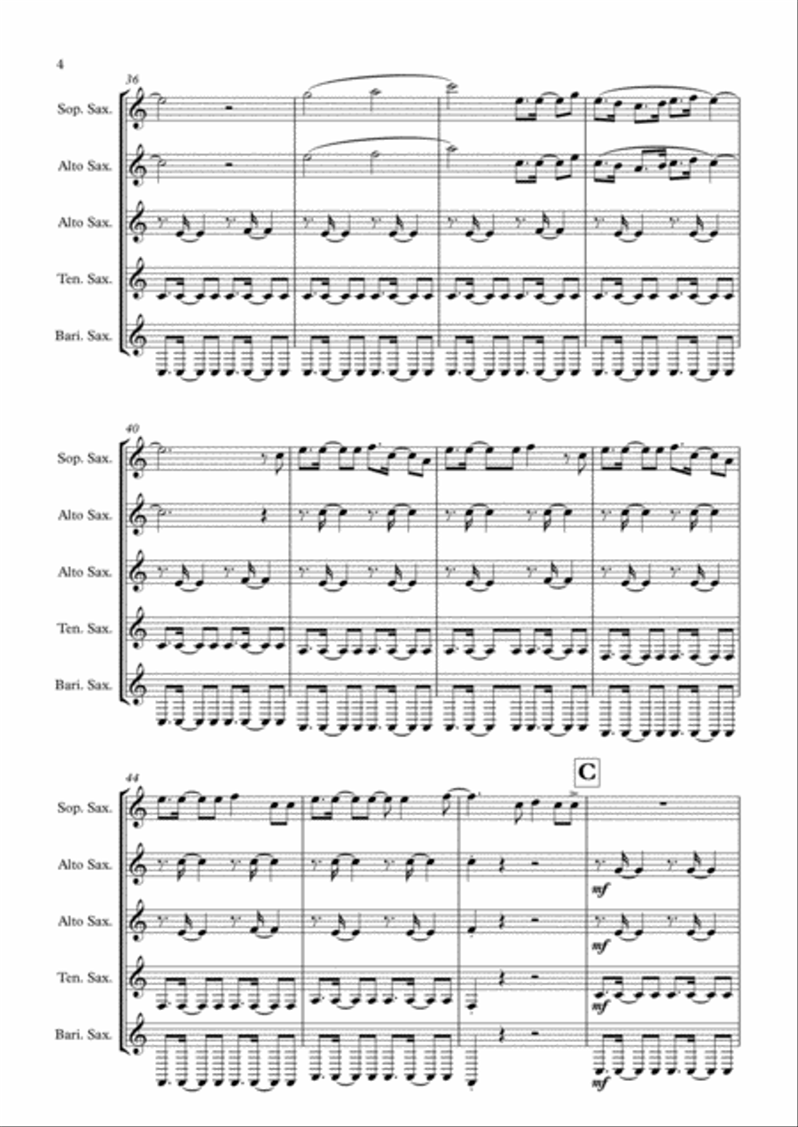 I Lived I Lived Saxophone Quintet scores gallery preview page 4